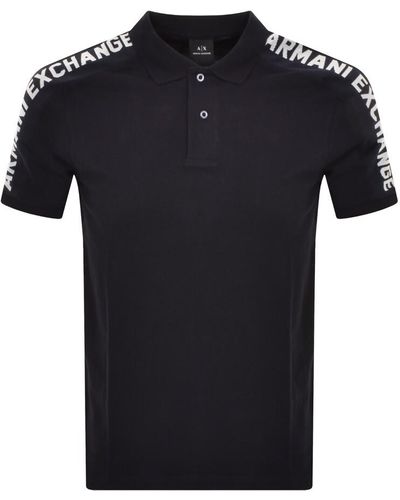 Armani Exchange Taped Logo Polo T Shirt - Black