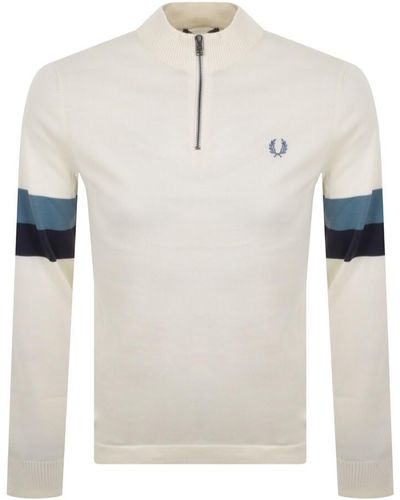 Fred Perry Half Zip Textured Knit Sweater - Multicolor