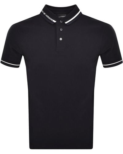 Armani Emporio Logo Polo T Shirt - Black