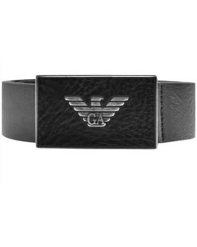 Armani Emporio Logo Leather Belt - Black
