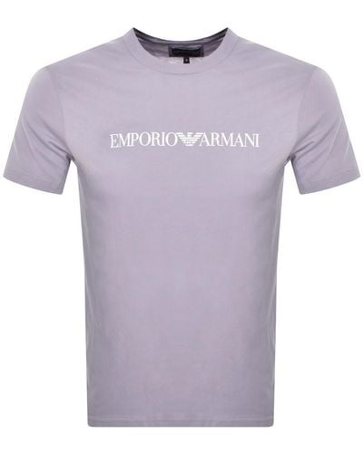 Armani Emporio Crew Neck Logo T Shirt Lilac - Purple