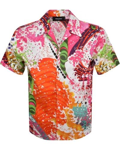 DSquared² Psychedelic Dreams Hawaii Shirt - Pink