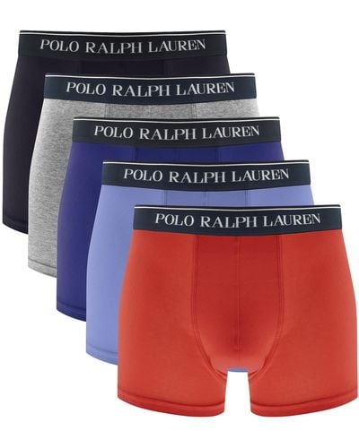Ralph Lauren Underwear 5 Pack Boxer Trunks - Blue