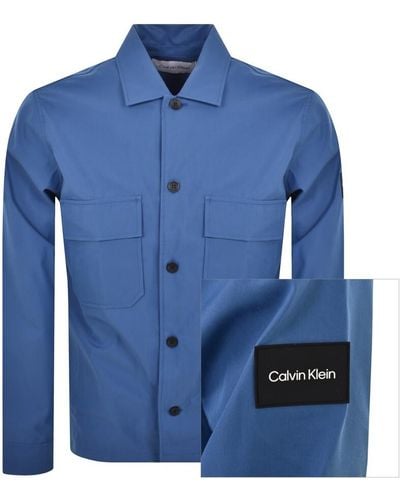 Calvin Klein Cotton Nylon Overshirt Jacket - Blue