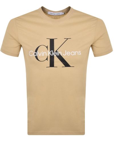 Calvin Klein Jeans Monogram Logo T Shirt - Natural