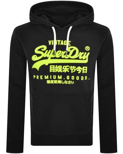 Superdry Vintage Neon Logo Hoodie - Black