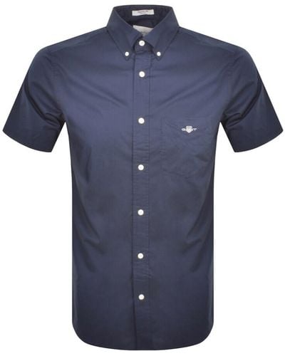 GANT Poplin Short Sleeved Shirt - Blue