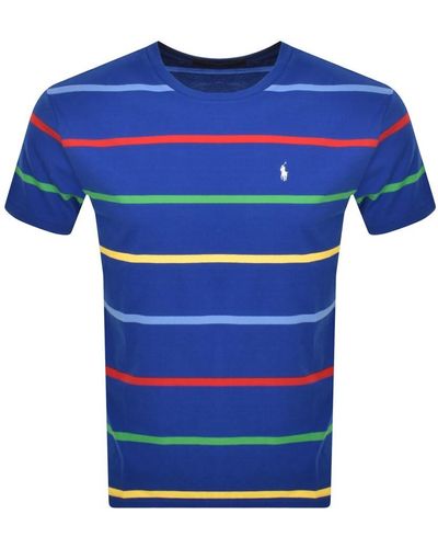 Ralph Lauren Short Sleeved Stripe T Shirt - Blue