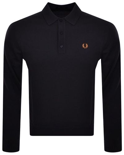 Fred Perry Long Sleeve Knit Polo - Blue