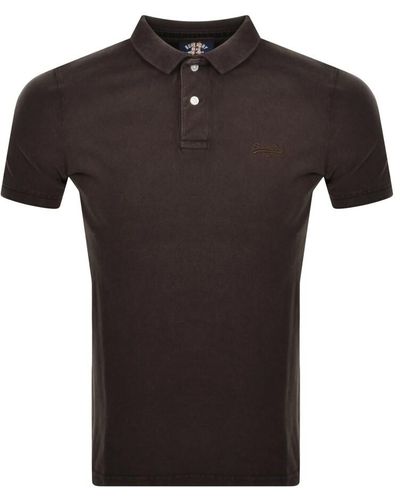 Superdry Short Sleeved Polo T Shirt - Black