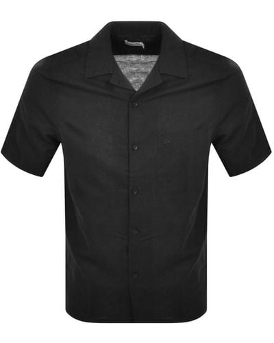 Calvin Klein Linen Short Sleeve Shirt - Black