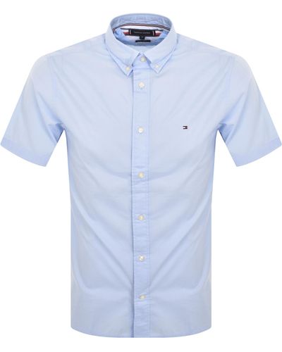 Tommy Hilfiger Short Sleeve Flex Poplin Shirt - Blue