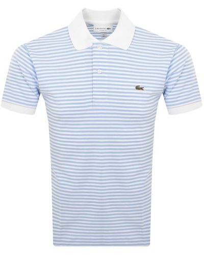 Lacoste Short Sleeved Stripe Polo T Shirt - Blue