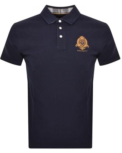 Hackett Heritage Logo Polo T Shirt In - Blue