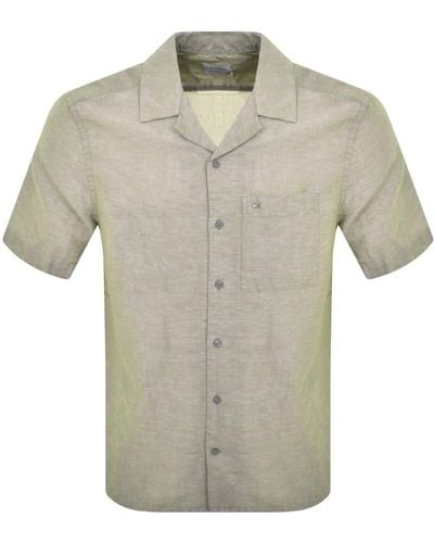 Calvin Klein Linen Short Sleeve Shirt - Gray