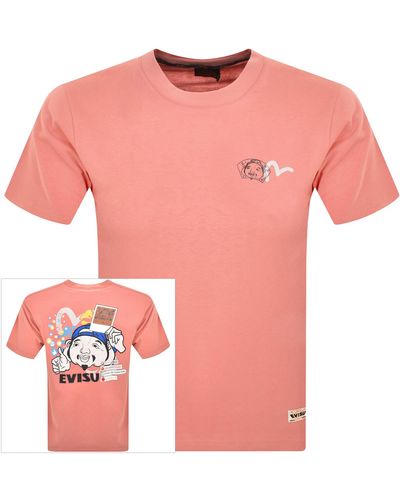 Evisu Logo T Shirt - Pink