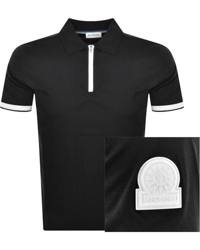 Sandbanks Silicone Zip Polo T Shirt - Black