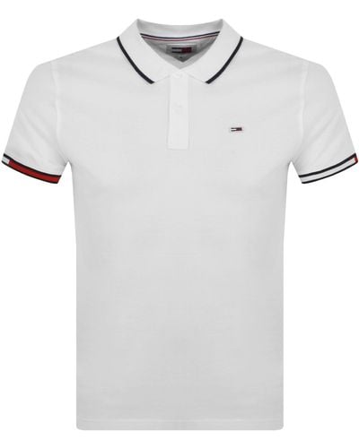 Tommy Hilfiger Red Flag Polo Shirt - White