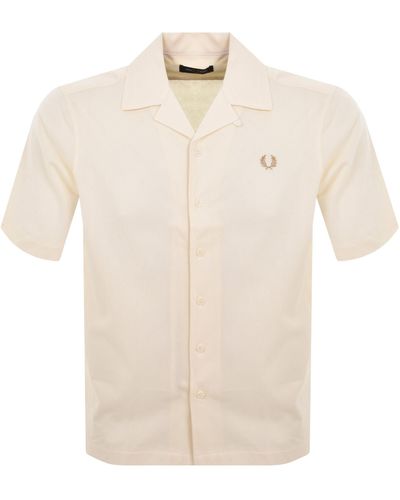 Fred Perry Woven Mesh Short Sleeve Shirt - Natural