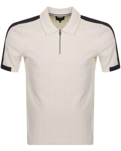 Ted Baker Abloom Zip Polo T Shirt - Natural