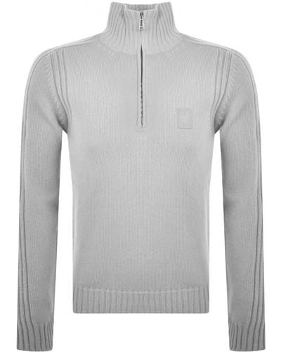 Belstaff Mineral Quarter Zip Sweater - Gray