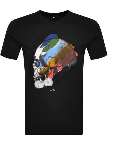Paul Smith Skull Stripe T Shirt - Black