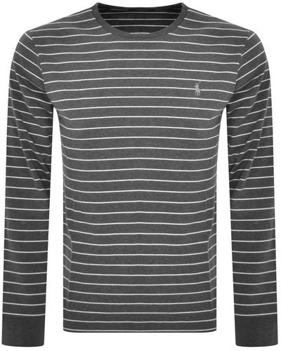 Ralph Lauren Stripe Long Sleeve T Shirt - Grey