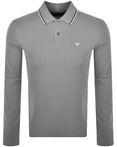 Armani Emporio Logo Long Sleeve Shirt in Gray for Men | Lyst