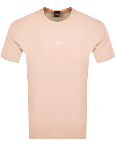 BOSS Boss Tchup Logo T Shirt Gray - Pink