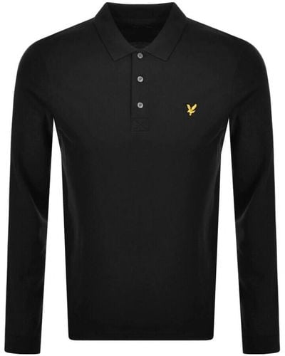 Lyle & Scott Long Sleeved Polo T Shirt - Black