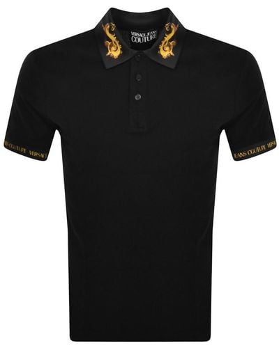 Versace Couture Printed Collar Polo T Shirt - Black