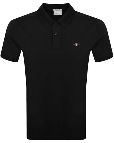 GANT Shield Pique Polo T Shirt - Black