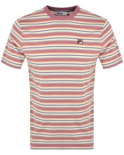 Fila Yarn Dye Stripe T Shirt - Pink