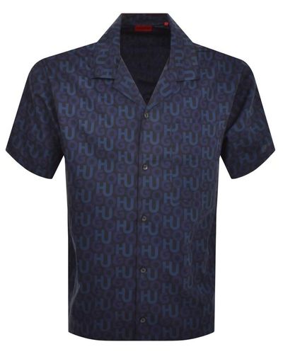 HUGO Short Sleeved Egeeno Shirt - Blue