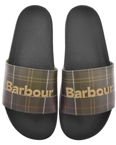 Barbour Tartan Sliders - Black