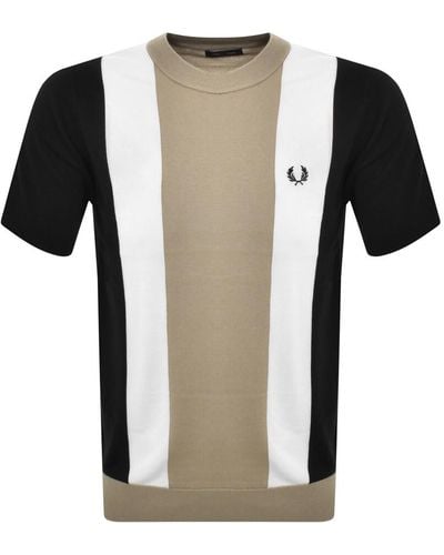 Fred Perry Stripe Fine Knit T Shirt - Black