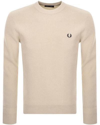 Fred Perry Crew Neck Lambswool Jumper - Natural