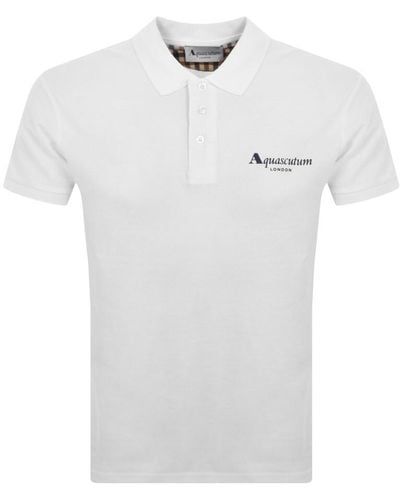 Aquascutum Logo Polo T Shirt - White