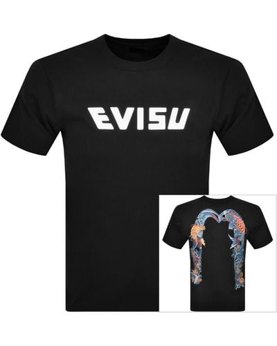 Evisu Koi Daicock Print T Shirt - Black