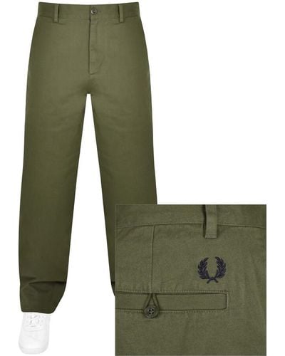 Fred Perry Straight Leg Twill Trousers - Green