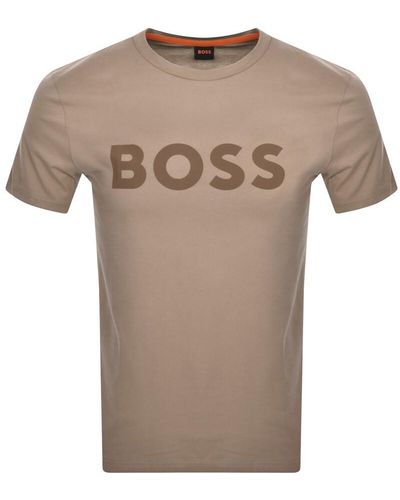 BOSS Boss Thinking 1 Logo T Shirt - Brown