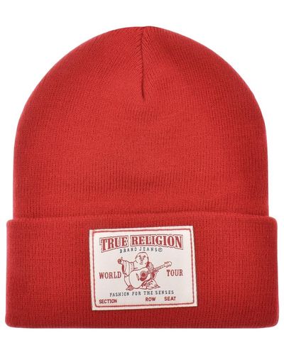 True Religion Concert Patch Beanie Hat - Red