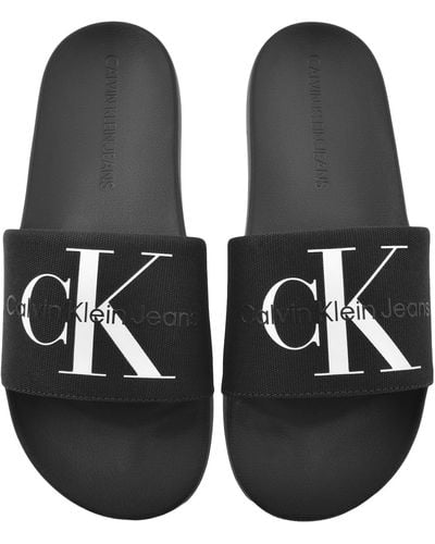 Calvin Klein Monogram Sliders - Black