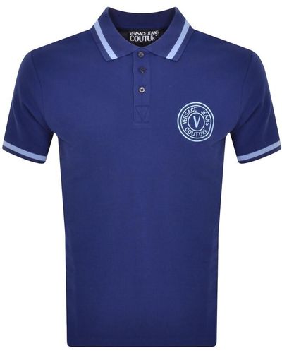 Versace Couture Small Emb Polo T Shirt - Blue