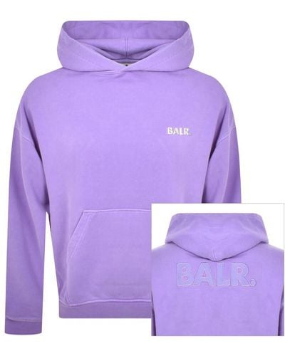BALR Joey Box Satin Logo Hoodie - Purple