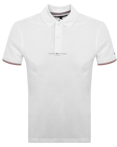 Tommy Hilfiger Logo Tipped Polo T Shirt - White