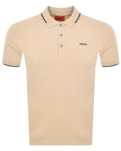 HUGO Dinoso22 Polo T Shirt - Natural