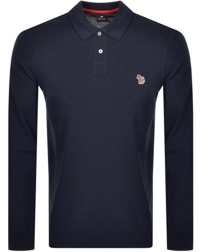 Paul Smith Long Sleeved Polo T Shirt - Blue