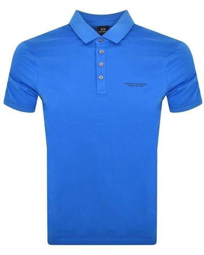 Armani Exchange Logo Polo T Shirt - Blue