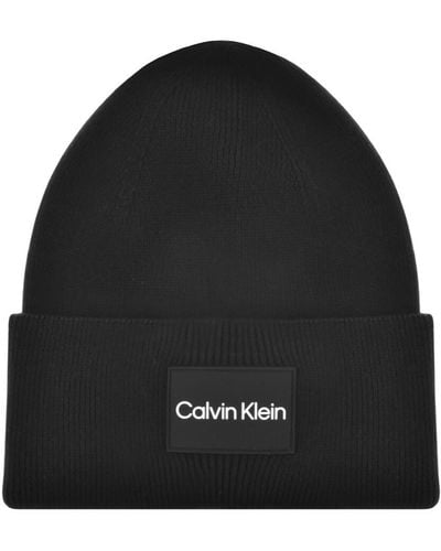 Calvin Klein Fine Cotton Rib Beanie Hat - Black